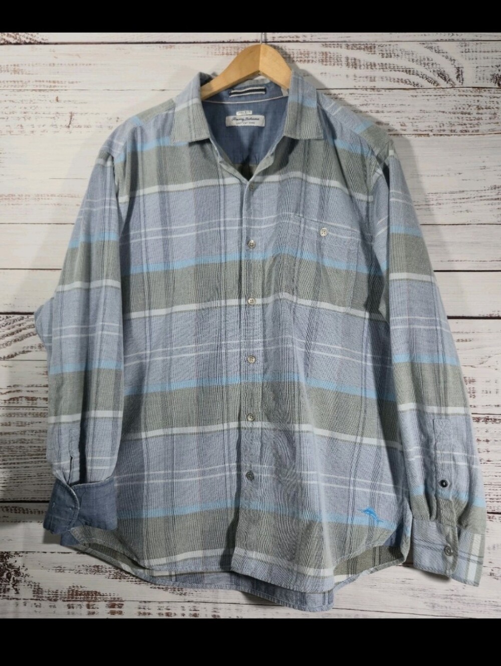 Tommy Bahama Coastline Cord Yosemite Check Mens XL Dockside Blue Button Up Shirt